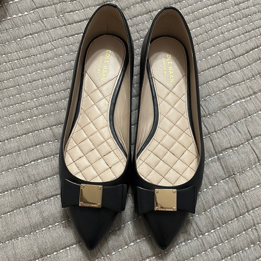 Cole Haan Women's Black Flats with Gold Accent